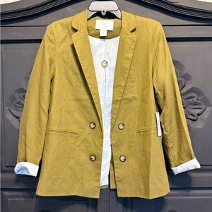 Halston Linen Blend Women's Gold/Olive Color Blazer NWT Size Medium